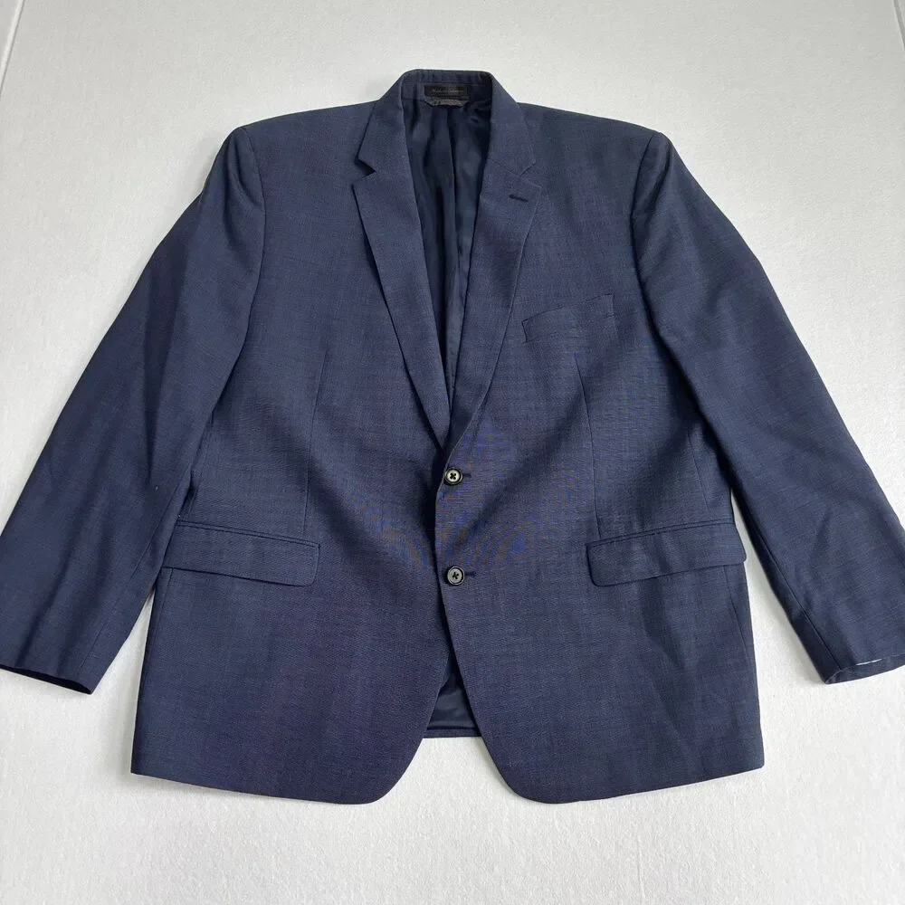 Ralph Lauren Wool Suit Jacket Blazer Mens 46R Navy Blue Formal Preppy Wedding